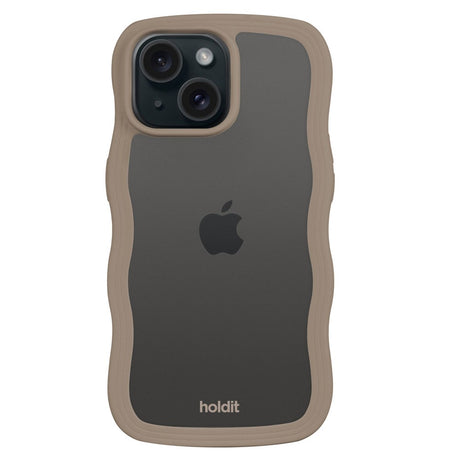 iPhone 15 / 14 / 13 Holdit Wavy Case - Mocha Brown / Transparent