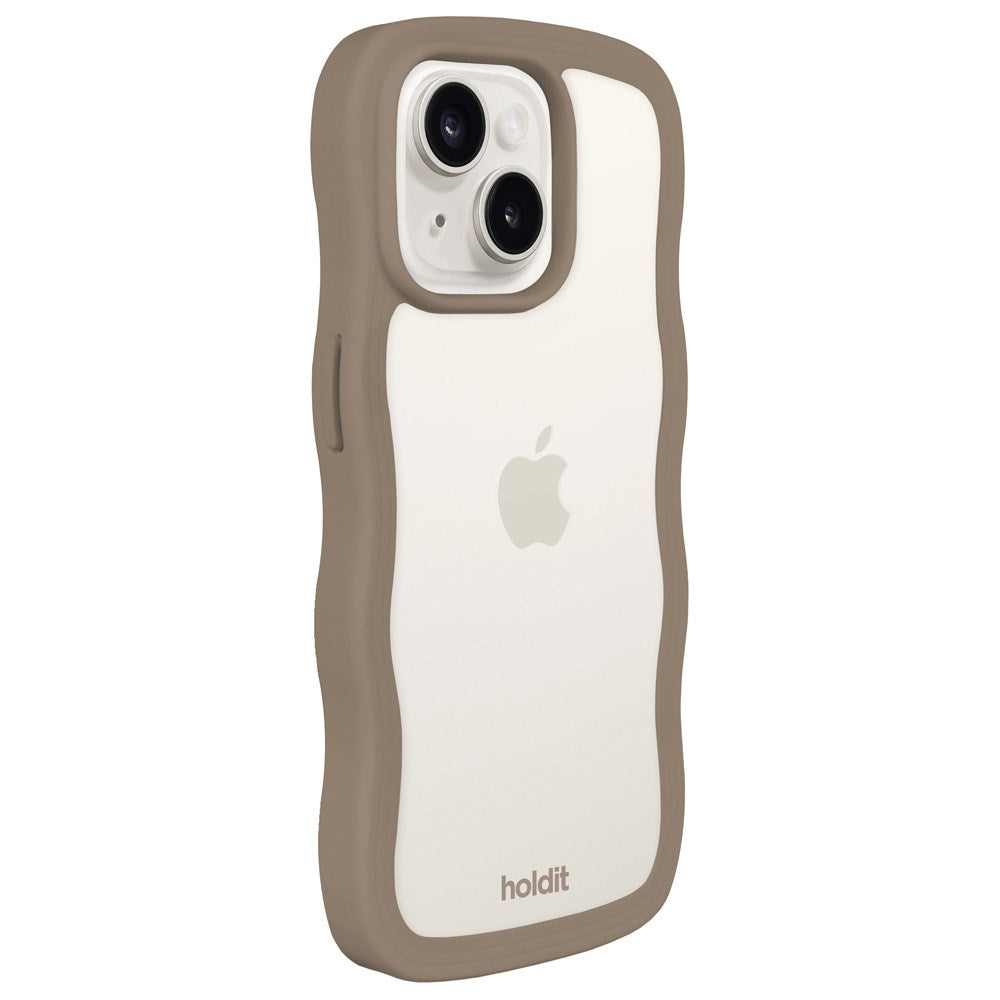 iPhone 15 / 14 / 13 Holdit Wavy Case - Mocha Brown / Transparent