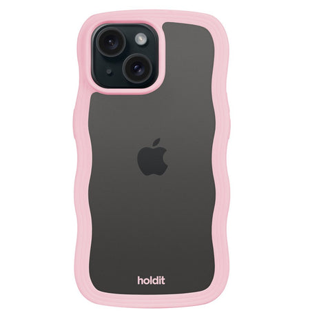 iPhone 15 / 14 / 13 Holdit Wavy Case - Pink / Transparent