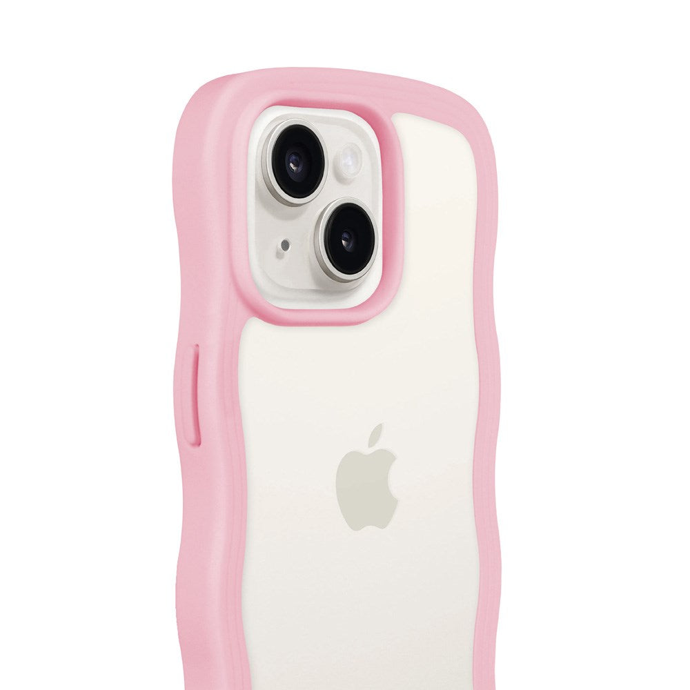 iPhone 15 / 14 / 13 Holdit Wavy Case - Pink / Transparent