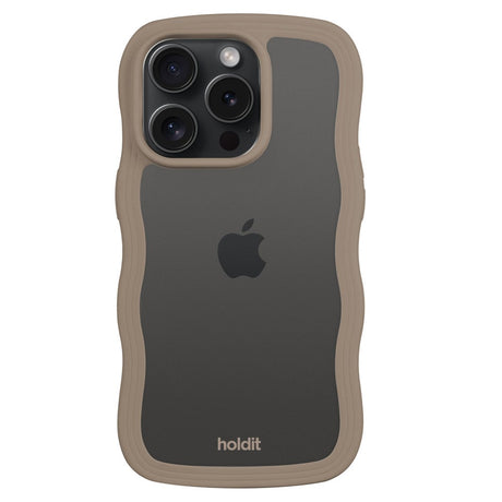 iPhone 14 Pro Holdit Wavy Case - Mocha Brown / Transparent