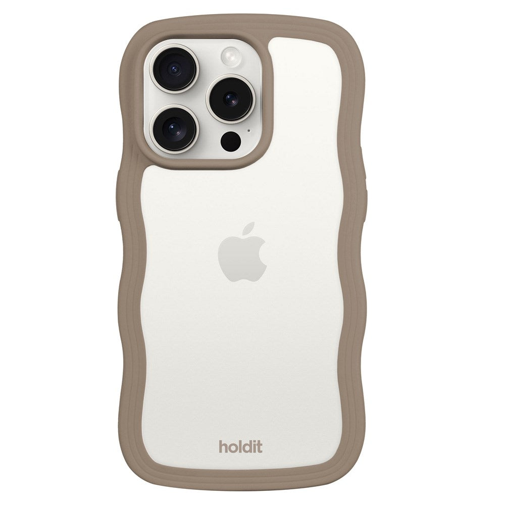 iPhone 14 Pro Max Holdit Wavy Case - Mocha Brown / Transparent