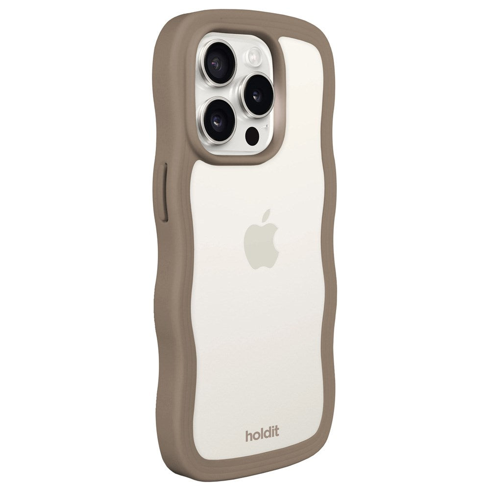 iPhone 15 Pro Max Holdit Wavy Case - Mocha Brown / Transparent