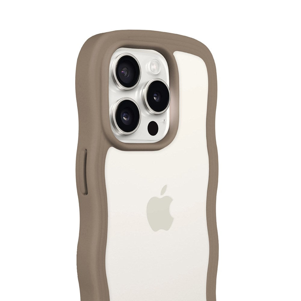 iPhone 15 Pro Max Holdit Wavy Case - Mocha Brown / Transparent