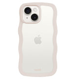 iPhone 15 / 14 / 13 Holdit Wavy Case - Light Beige / Transparent