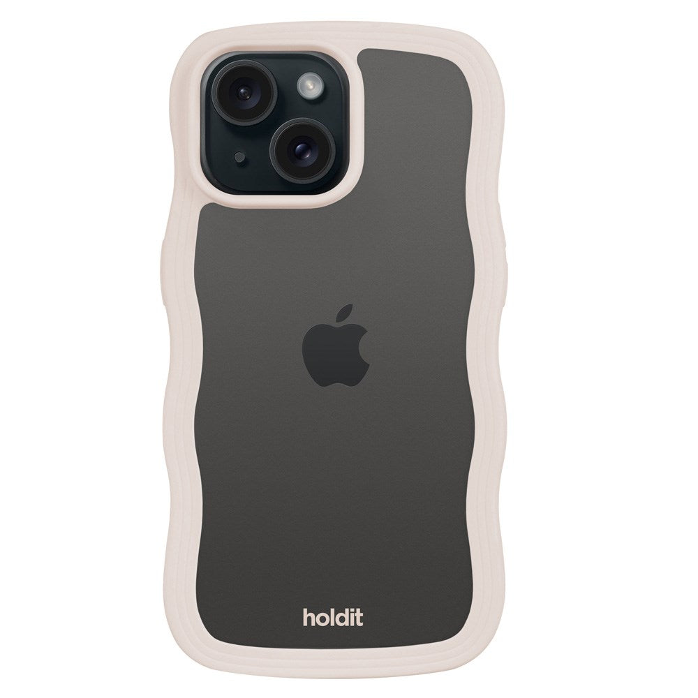 iPhone 15 / 14 / 13 Holdit Wavy Case - Light Beige / Transparent