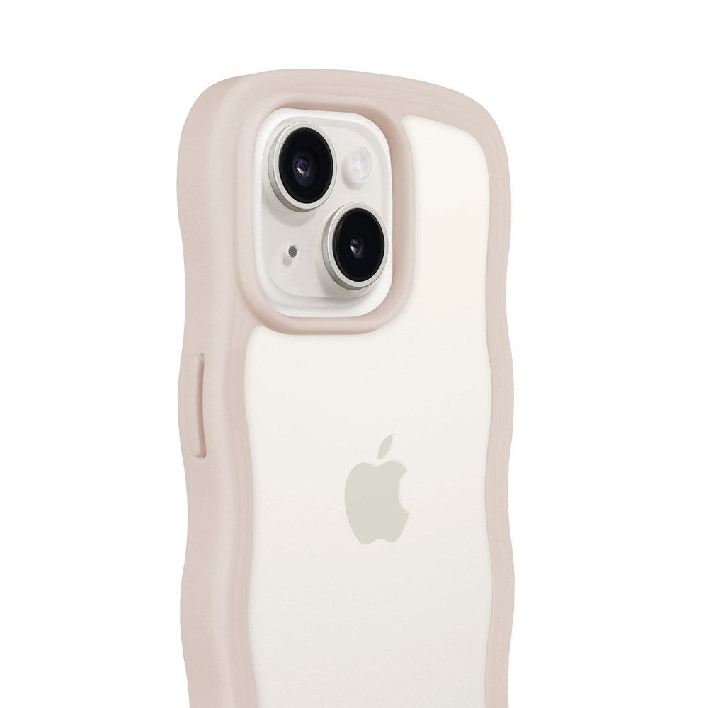 iPhone 15 / 14 / 13 Holdit Wavy Case - Light Beige / Transparent