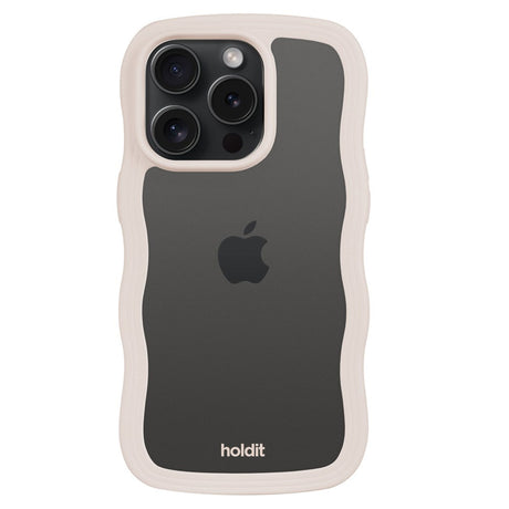 iPhone 15 Pro Holdit Wavy Case - Light Beige / Transparent