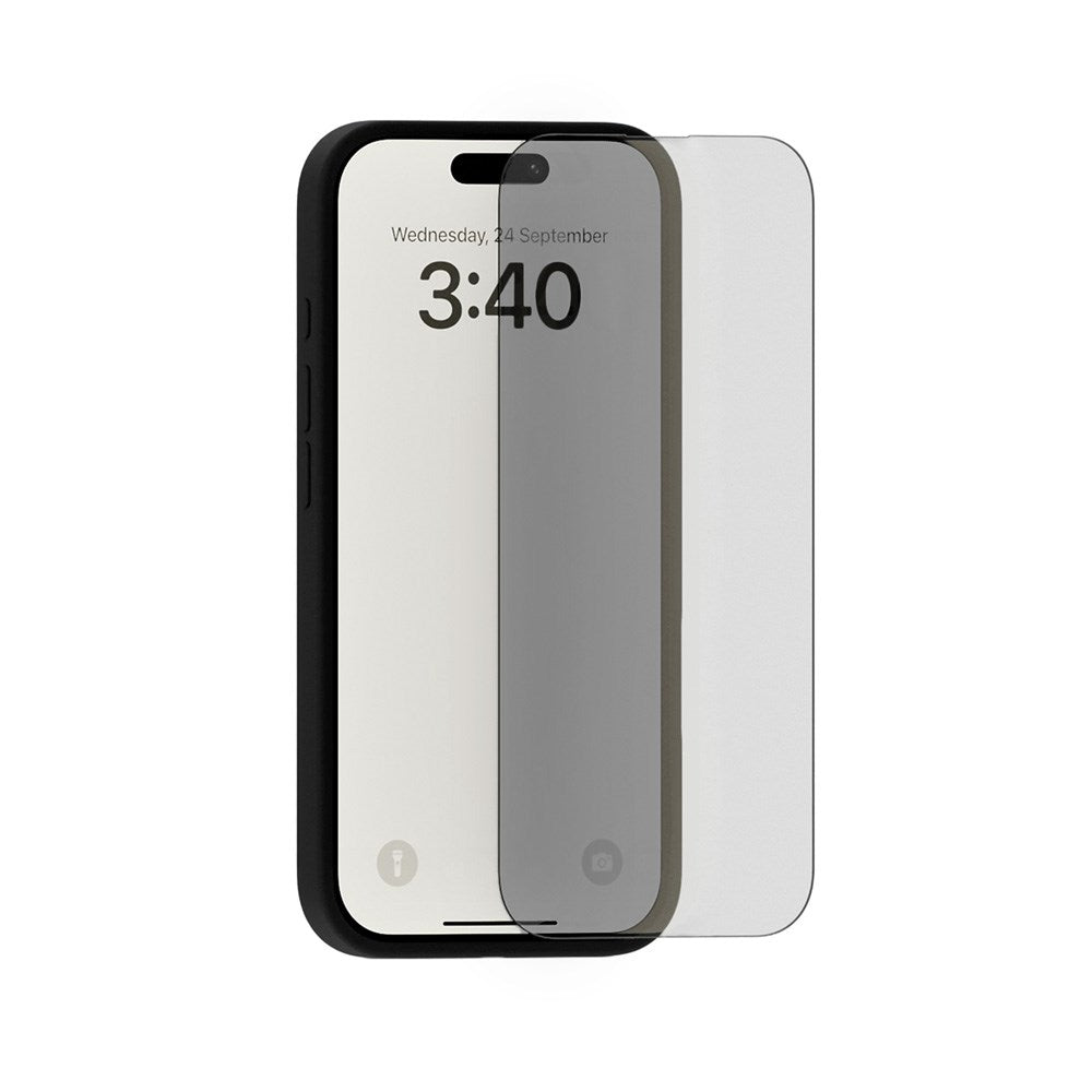 Holdit iPhone 15 / 14 Pro Hærdet Glas Skærmbeskyttelse m. Privacy Funktion - Sort Kant