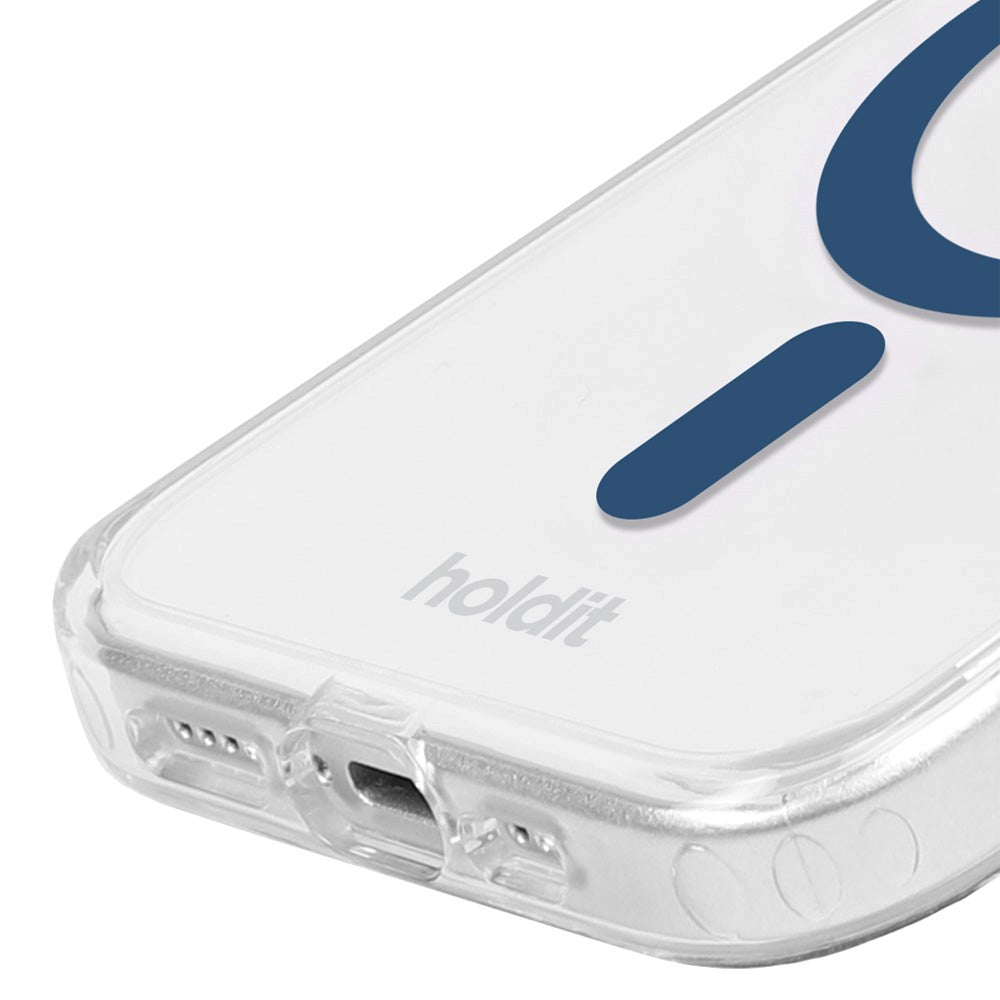 Holdit iPhone 15 / 14 / 13 MagSafe Mobil Cover - Transparent / Denim Blue