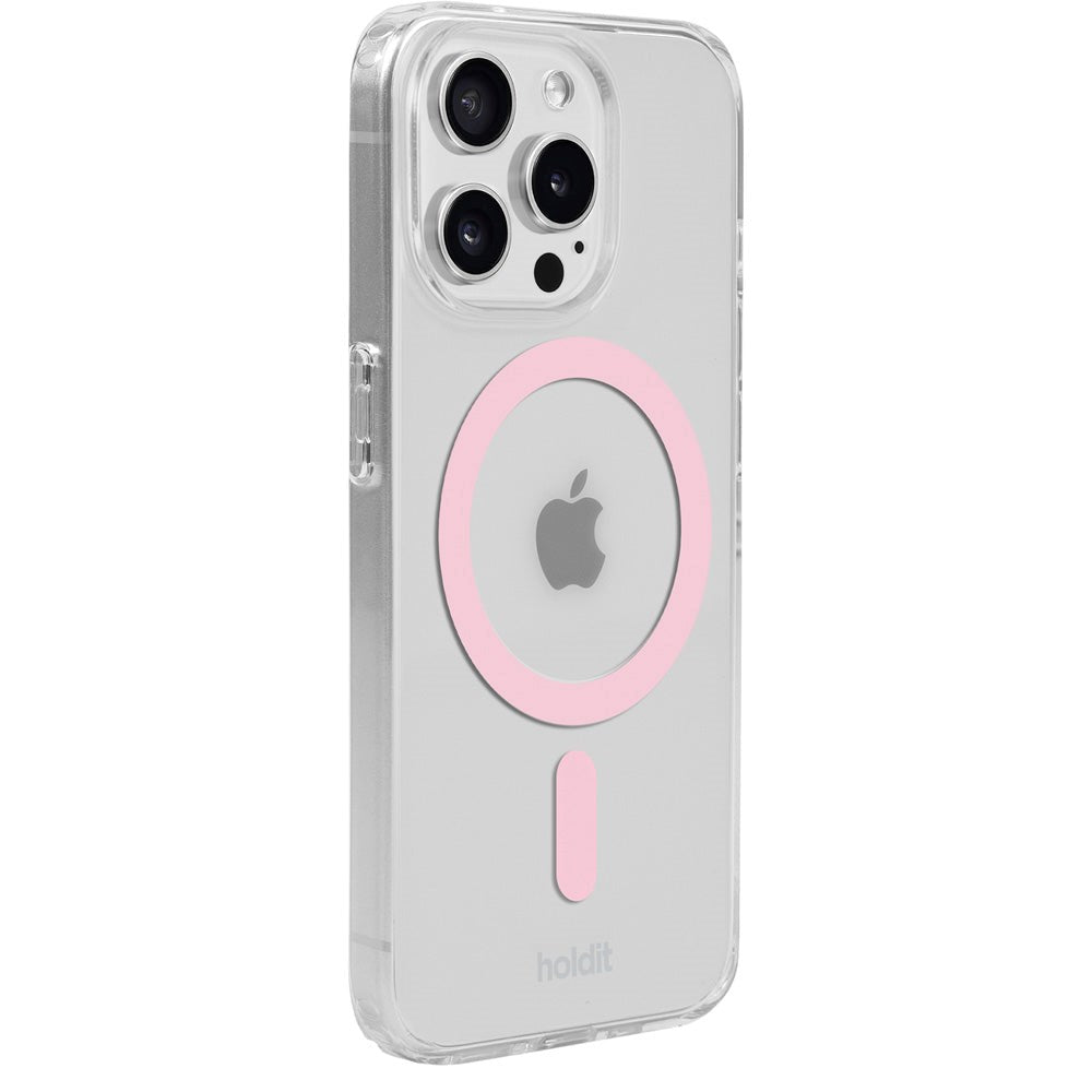 Holdit iPhone 15 Pro Max MagSafe Mobil Cover - Transparent / Pink