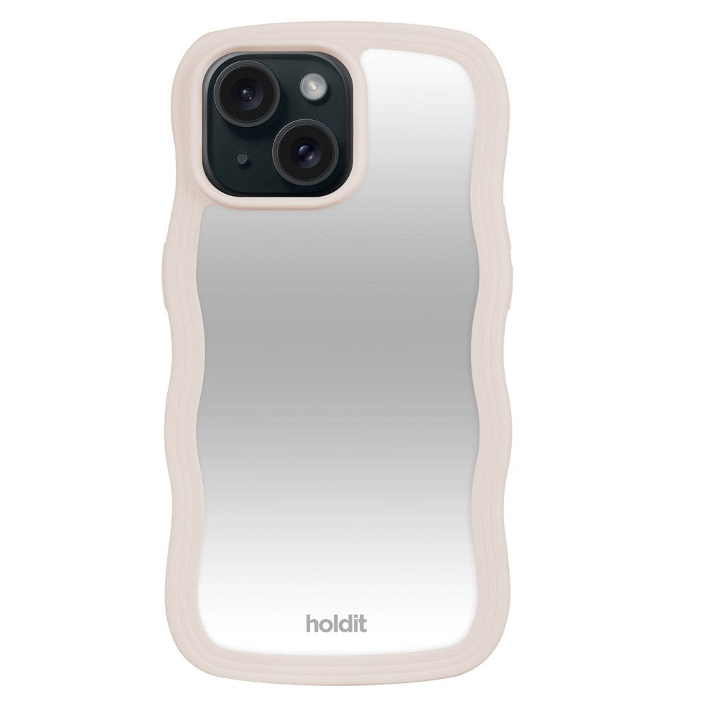 iPhone 15 / 14 / 13 Holdit Wavy Case - Light Beige / Mirror