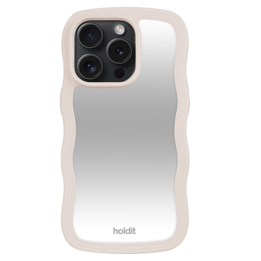 iPhone 15 Pro Holdit Wavy Case - Light Beige / Mirror