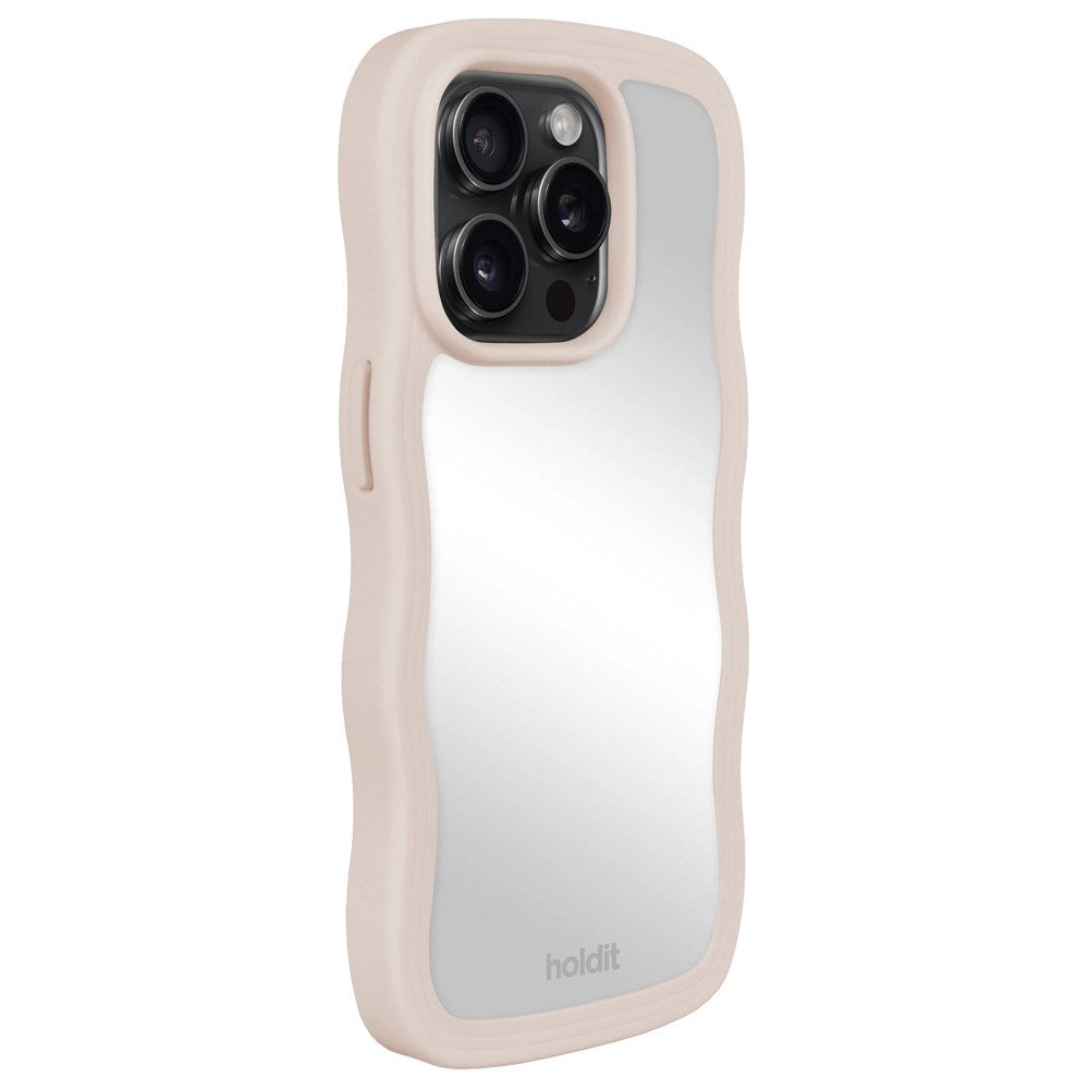 iPhone 15 Pro Holdit Wavy Case - Light Beige / Mirror