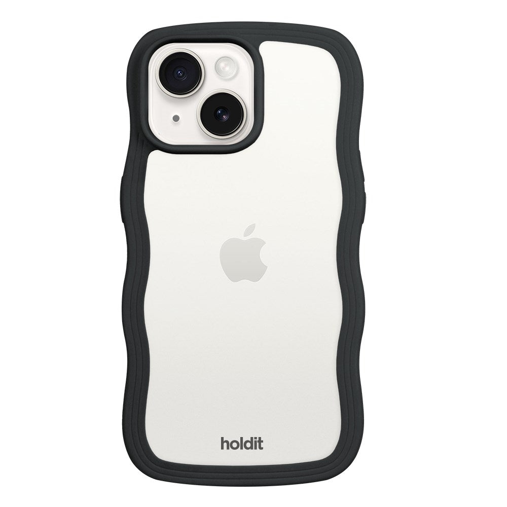 iPhone 15 / 14 / 13 Holdit Wavy Case - Black / Transparent