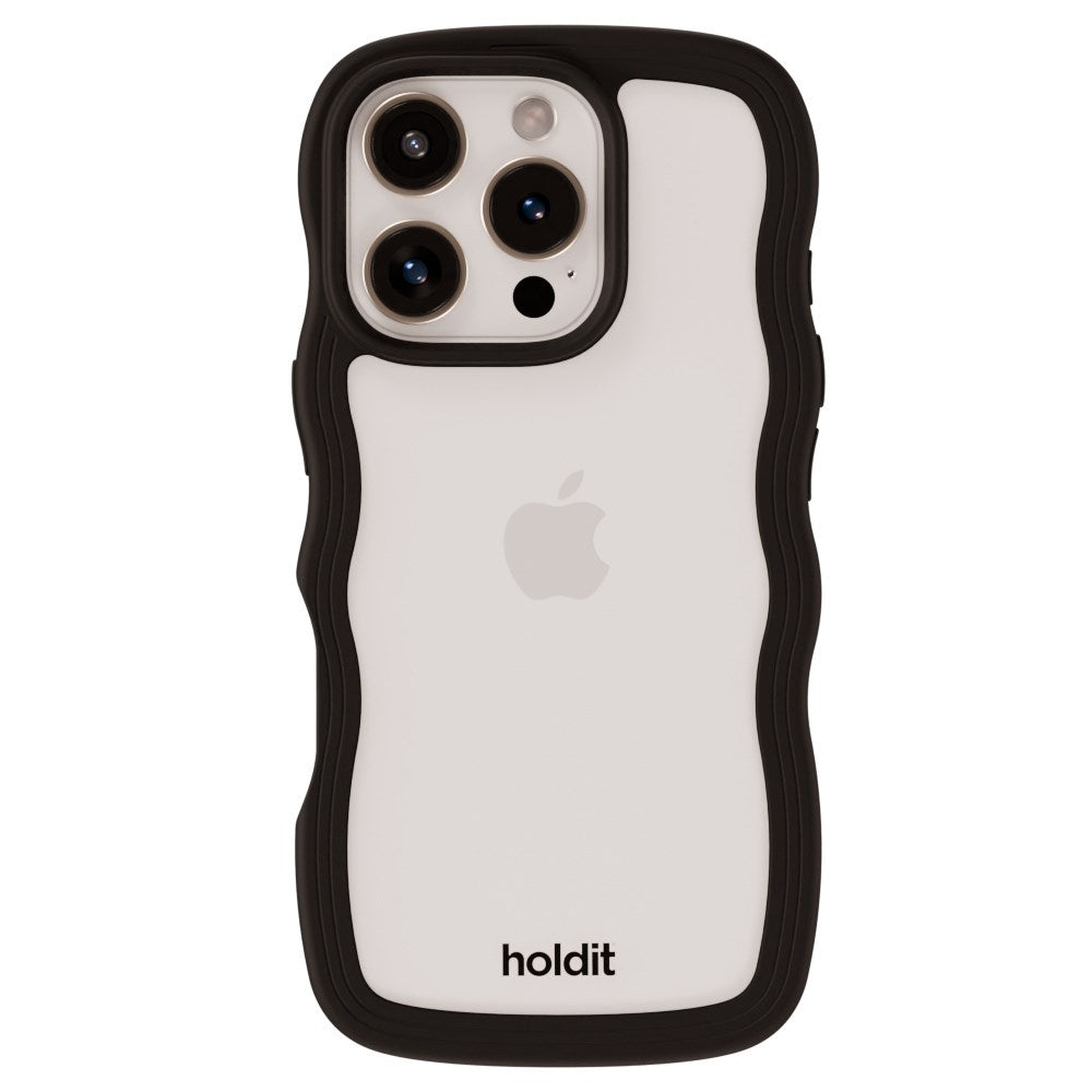 iPhone 16 Pro Max Holdit Wavy Case - Sort / Transparent