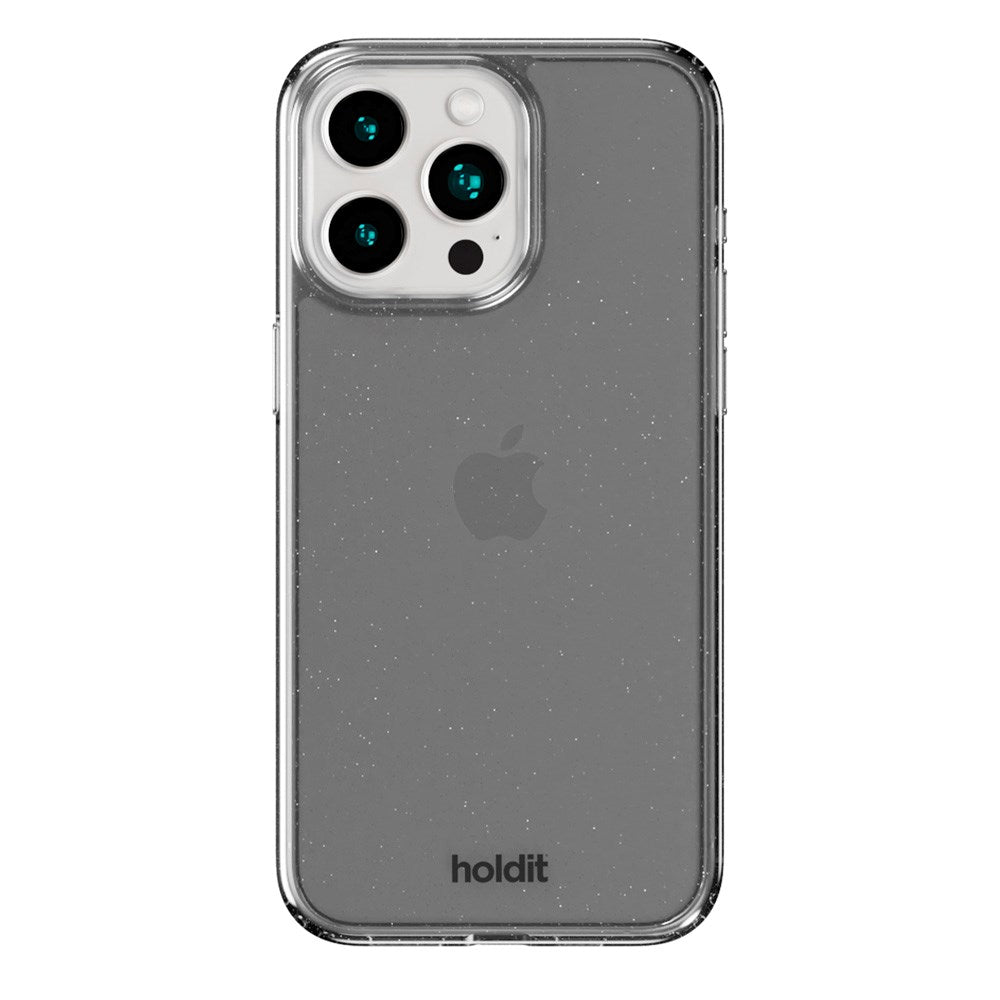 iPhone 15 Pro Holdit Glitter Cover - Sort