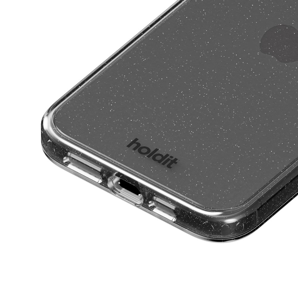 iPhone 15 Pro Holdit Glitter Cover - Sort