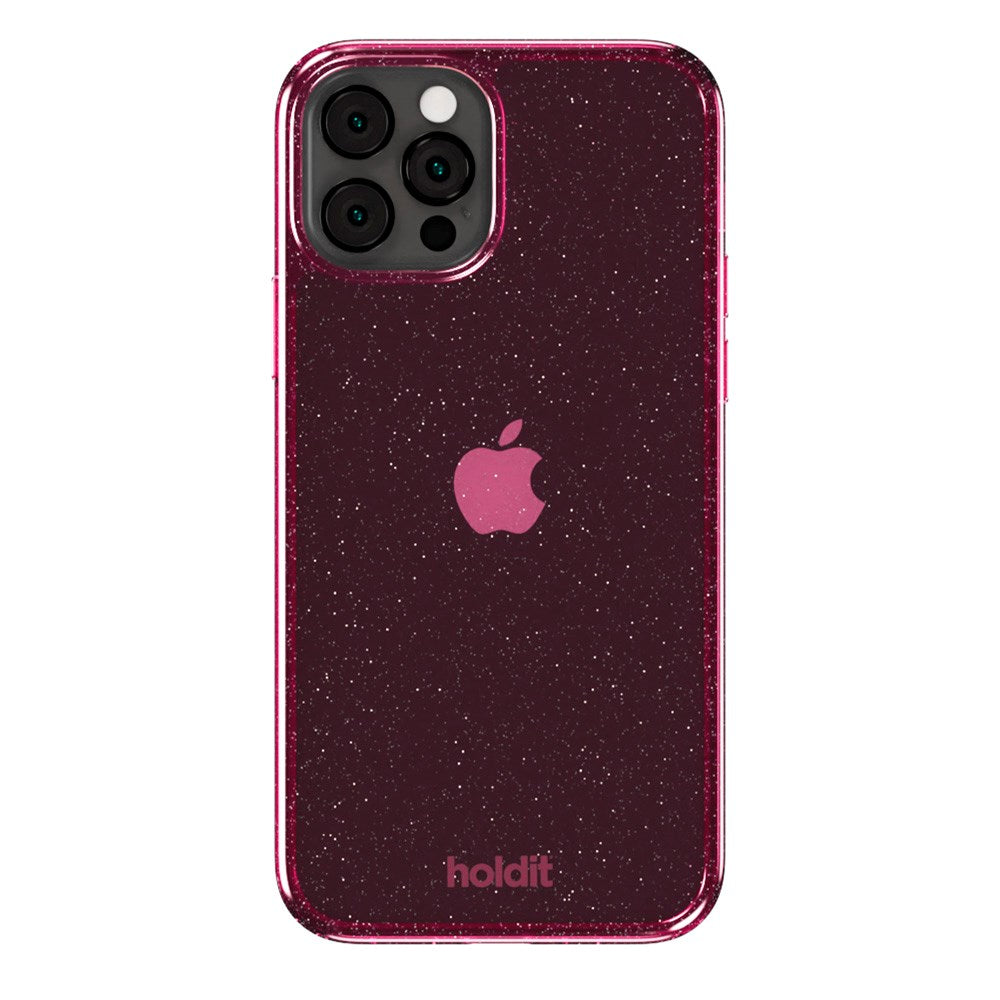 iPhone 12 / 12 Pro Holdit Glitter Cover - Lyserød