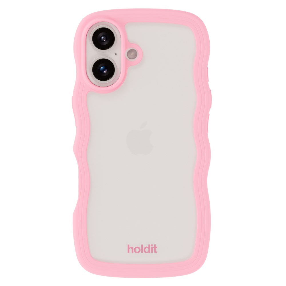 iPhone 16 Holdit Wavy Case - Pink  / Transparent