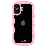 iPhone 16 Holdit Wavy Case - Pink  / Transparent