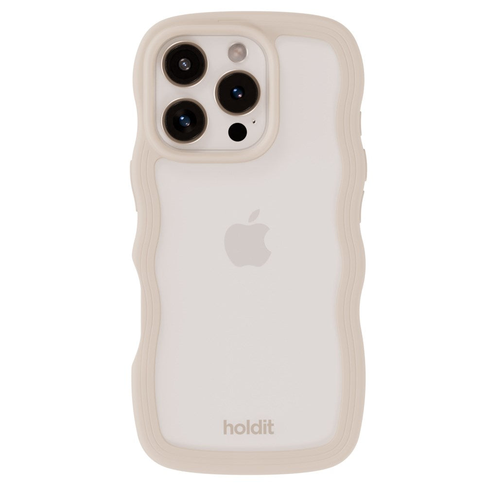 iPhone 16 Pro Holdit Wavy Case - Light Beige / Transparent