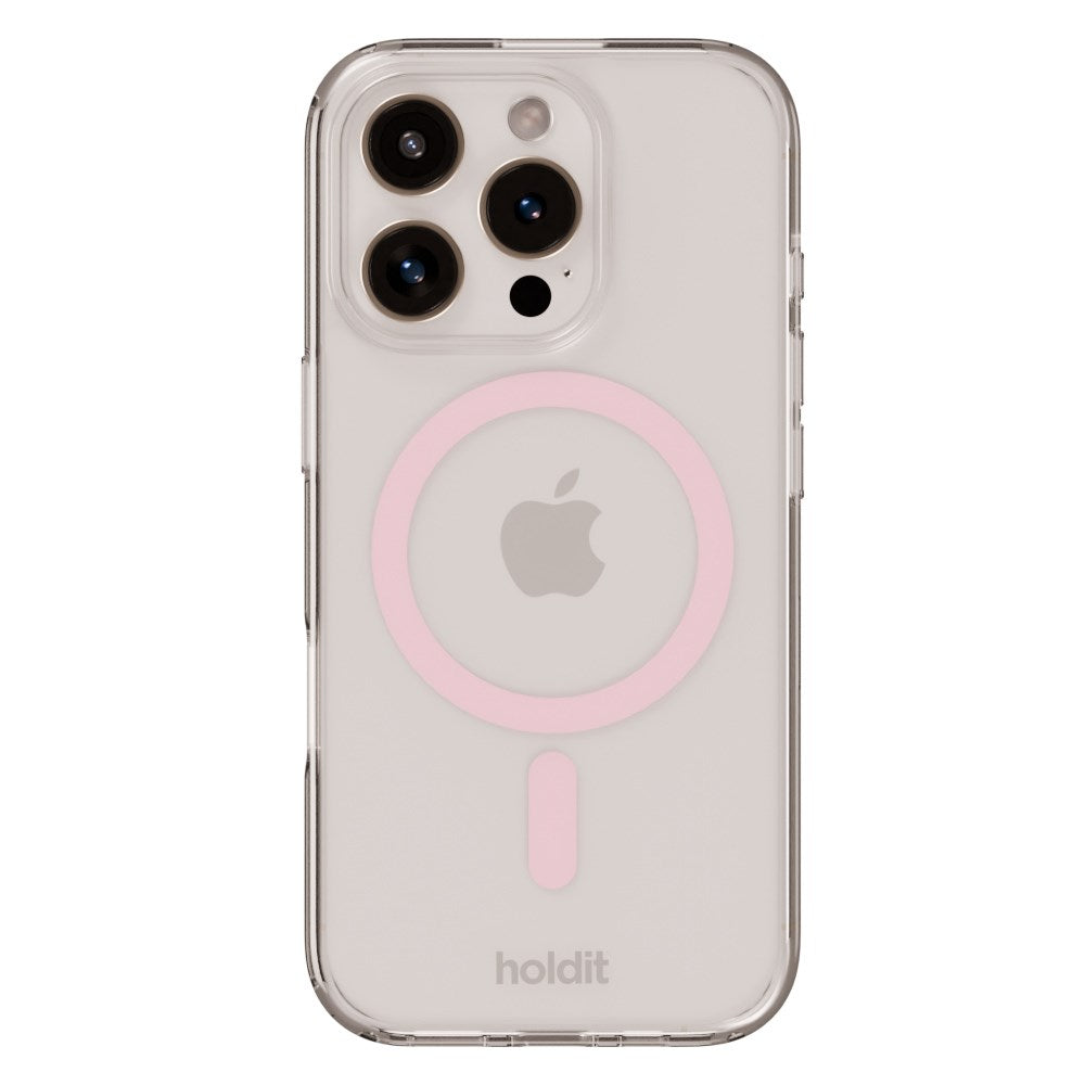 Holdit iPhone 16 Pro Max MagSafe Mobil Cover - Transparent / Pink