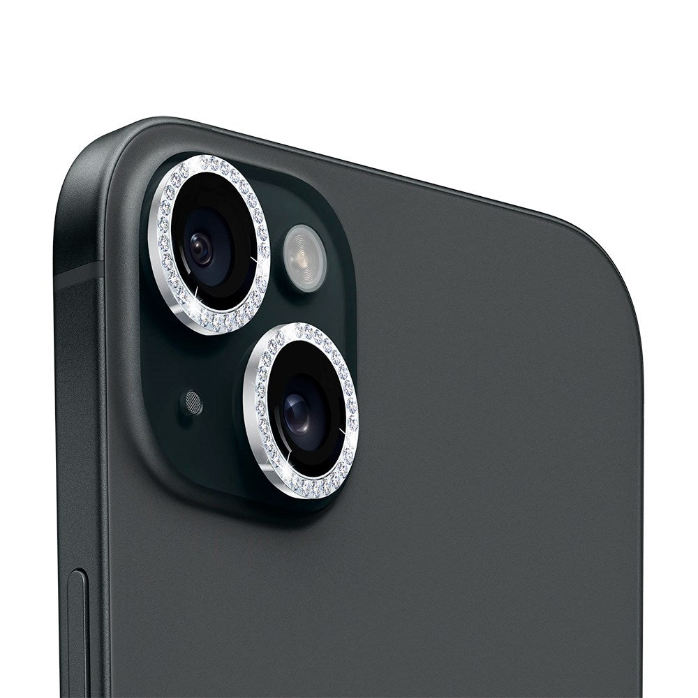 iPhone 15 / 15 Plus Holdit Linsebeskyttelse - Glitter / Sølv