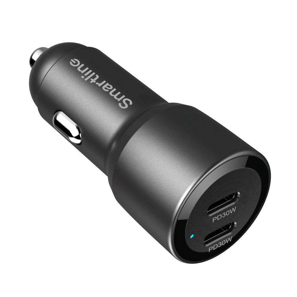 Smartline 60W PD Biloplader 2 x USB-C - Sort