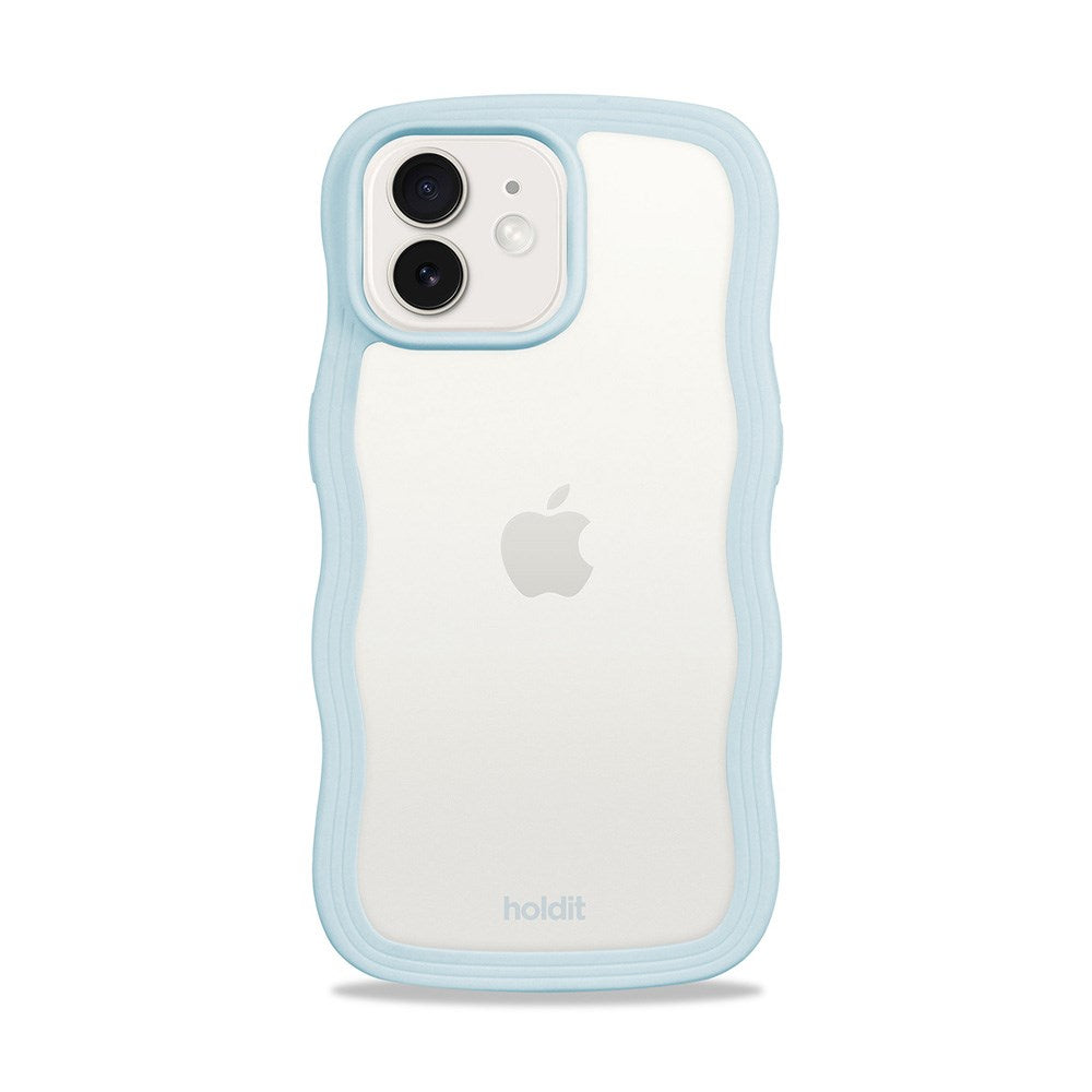 Holdit iPhone 12 / 12 Pro Wavy Cover - Mineral Blue / Transparent
