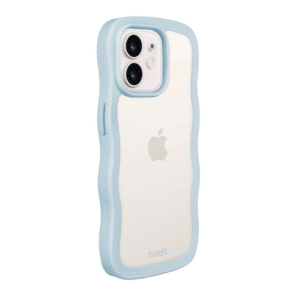 Holdit iPhone 12 / 12 Pro Wavy Cover - Mineral Blue / Transparent