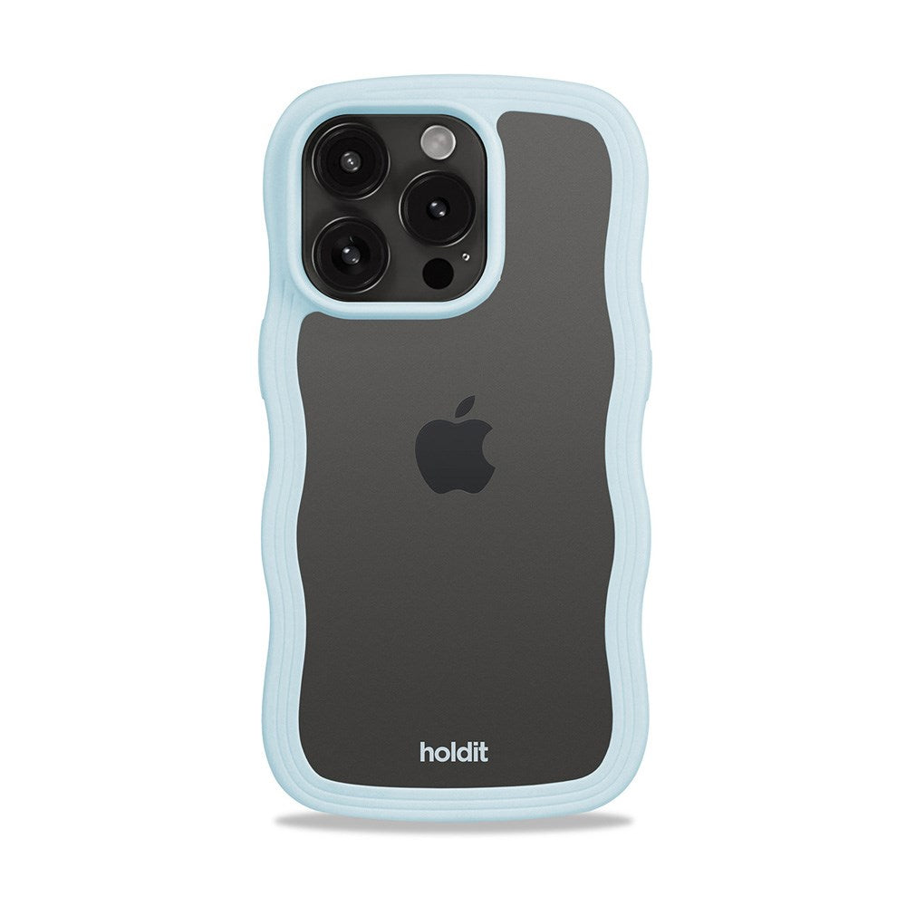 Holdit iPhone 15 Pro Max Wavy Cover - Mineral Blue / Transparent