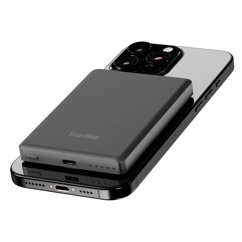 Smartline 15W Power Bank m. USB-C stik 5000mAh - Qi2 / MagSafe Kompatibel - Space Grey