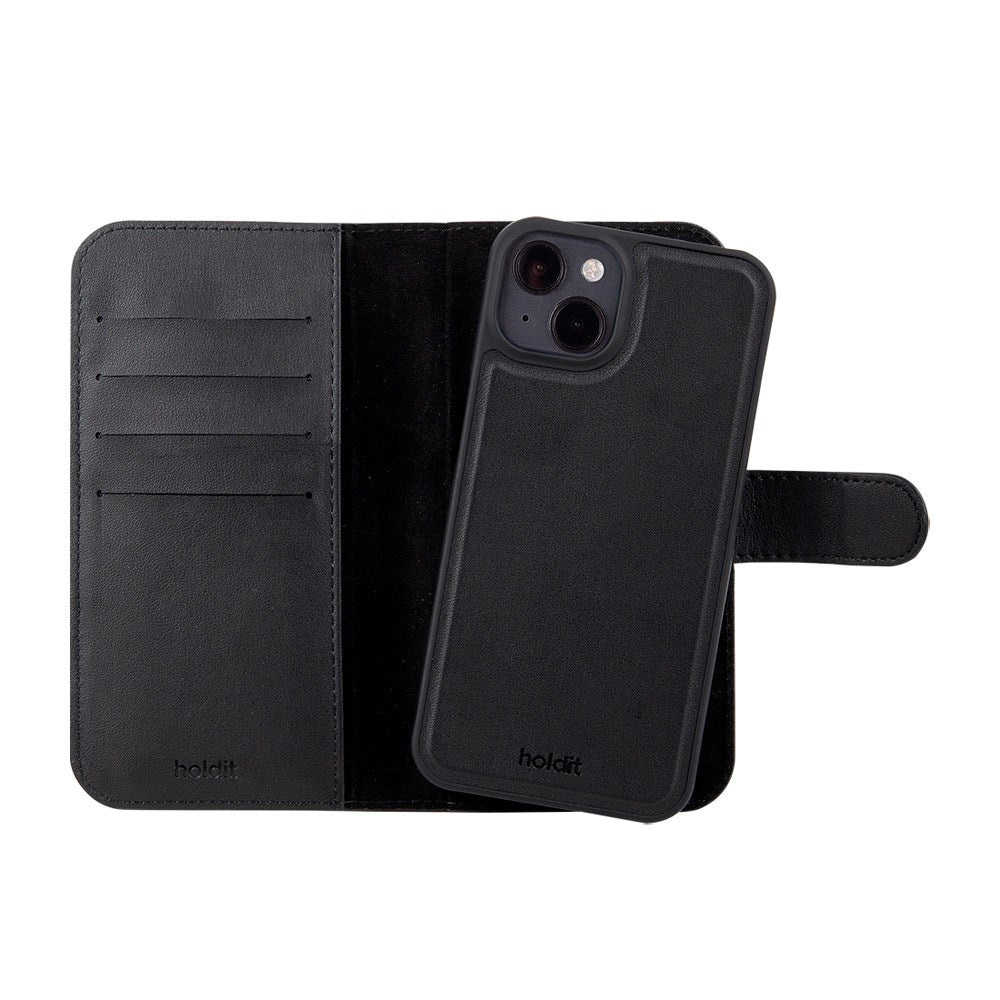 Holdit iPhone 15 Wallet Case MagSafe Plus - Mobil Cover - MagSafe Kompatibel - Black