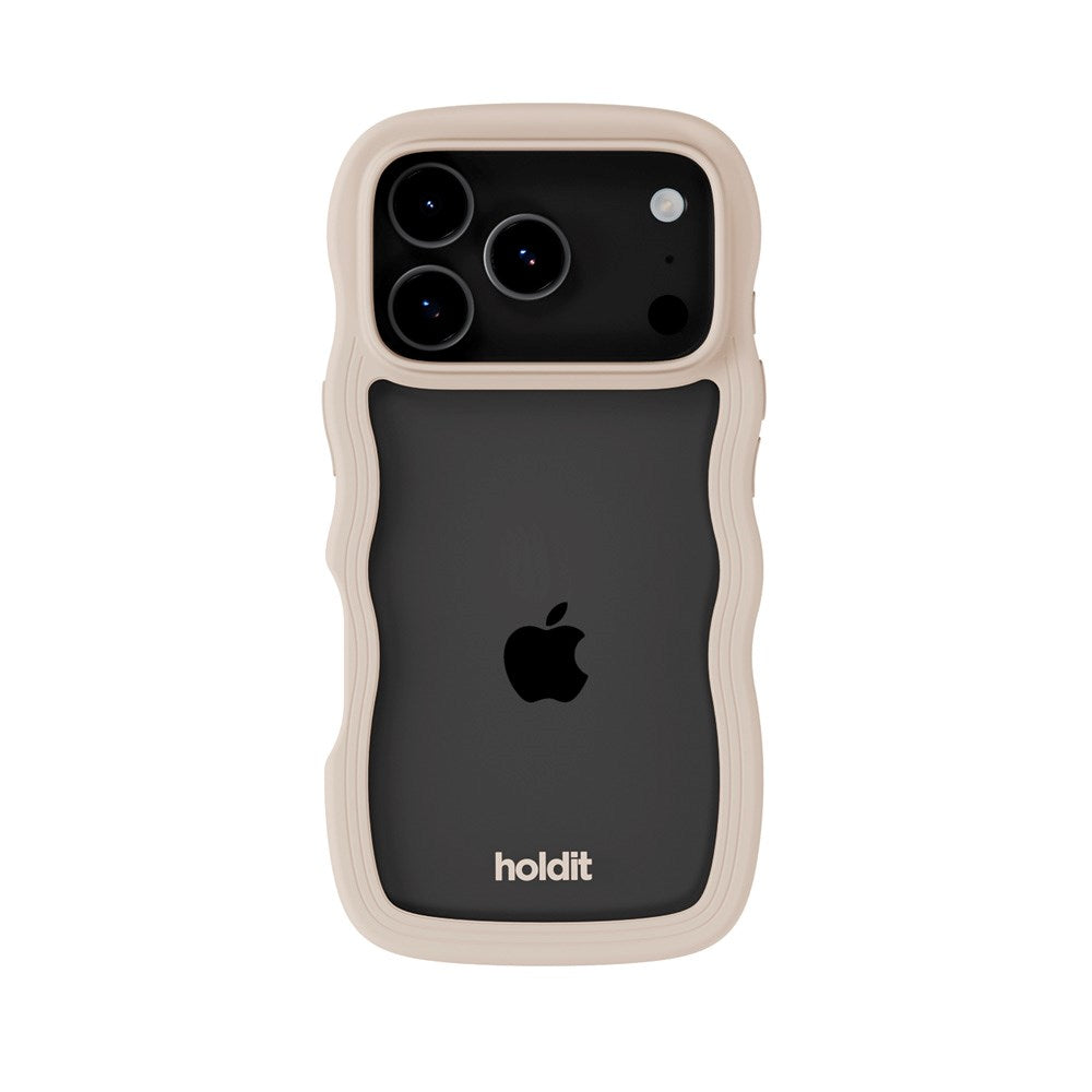 iPhone 17 Pro Holdit Wavy Cover - Light Beige / Transparent
