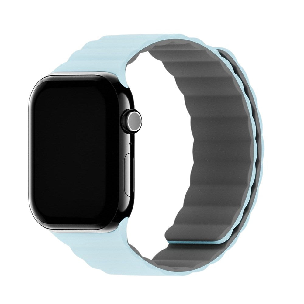Apple Watch (38/40/SE/41/42mm) Holdit Silikone Rem m. Magnetlukning - Grå / Blå