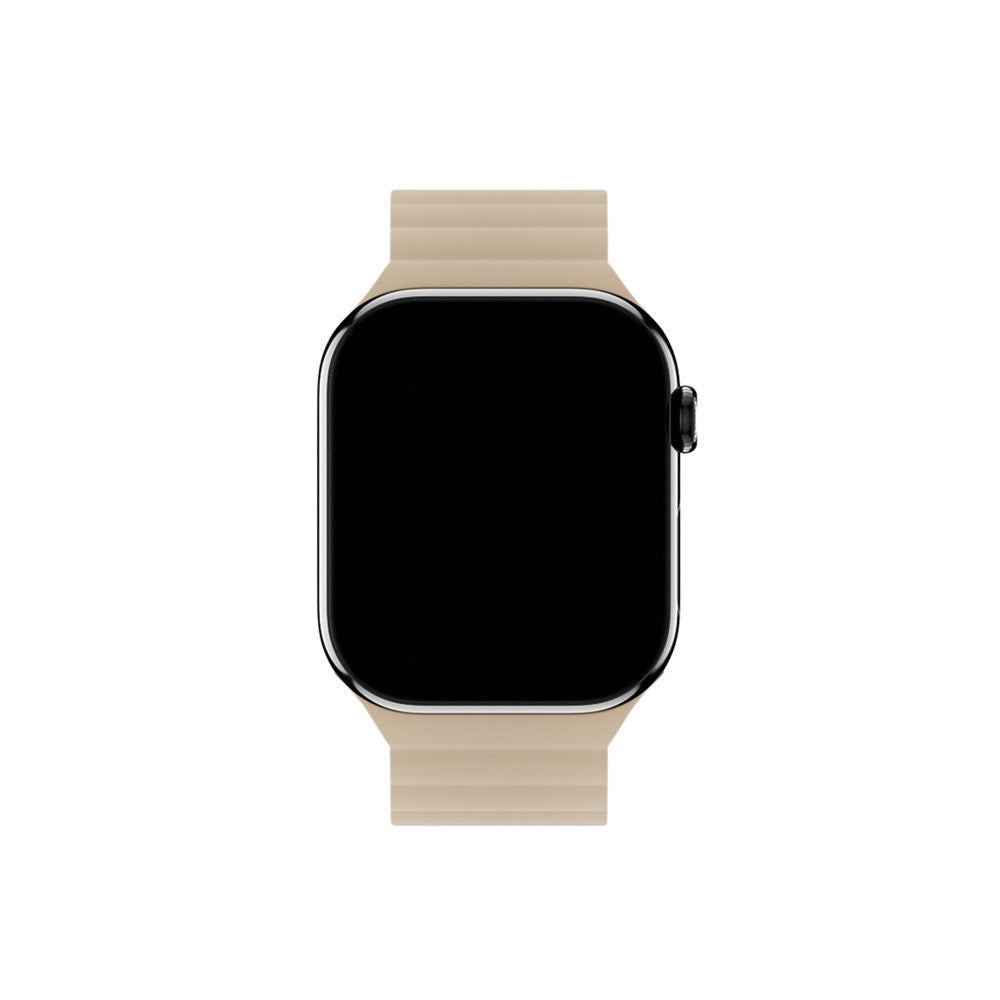 Apple Watch (38/40/SE/41/42mm) Holdit Silikone Rem m. Magnetlukning - Lyserød / Beige