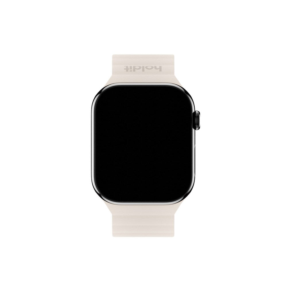 Apple Watch (38/40/SE/41/42mm) Holdit Silikone Rem m. Magnetlukning - Lys Beige / Beige