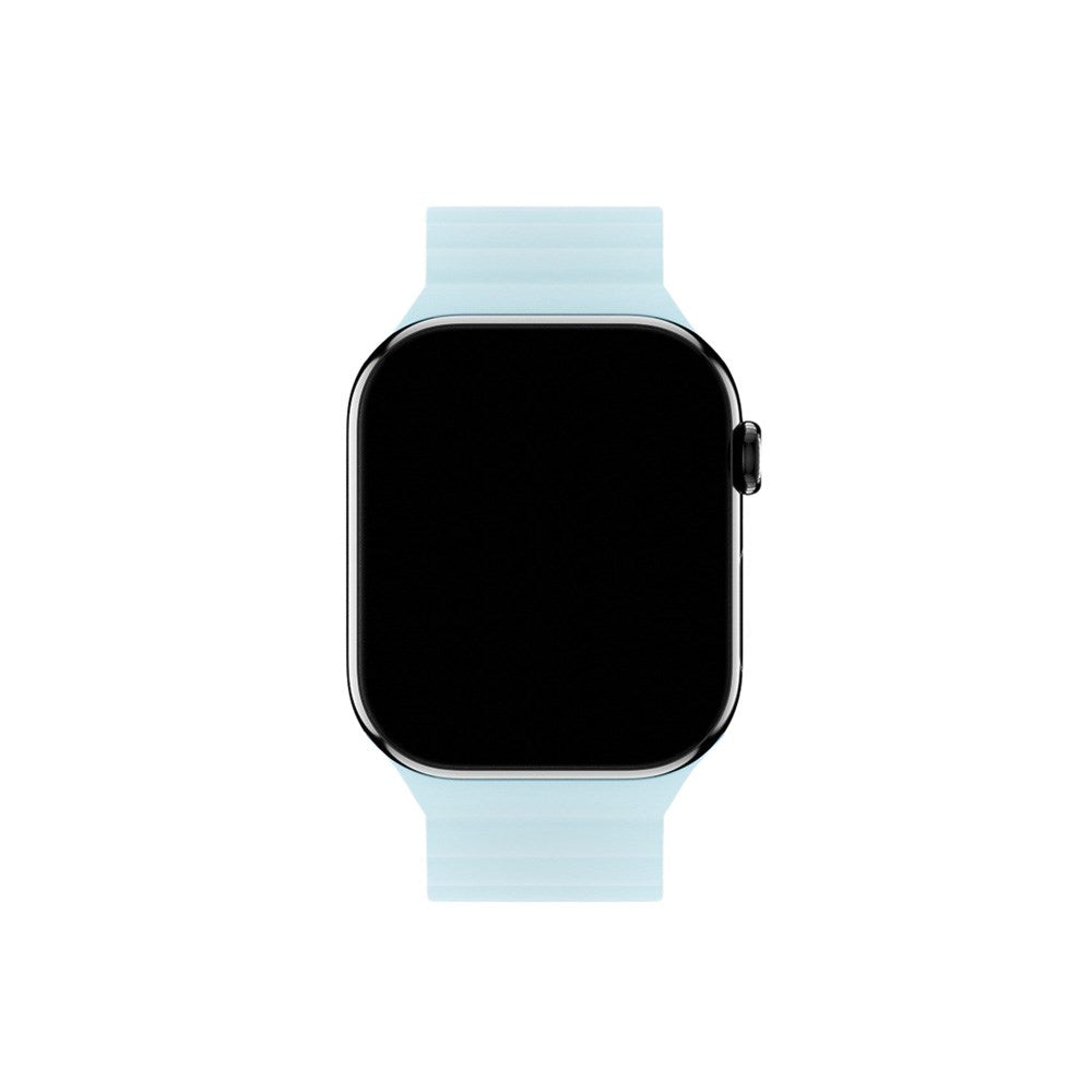 Apple Watch (42/44/SE/45/46/49mm) Holdit Silikone Rem m. Magnetlukning - Grå / Blå