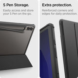 Spigen Samsung Galaxy Tab S9+ (Plus) / S10+ (Plus) Ultra Hybrid Pro Flip Cover - Gennemsigtig / Sort