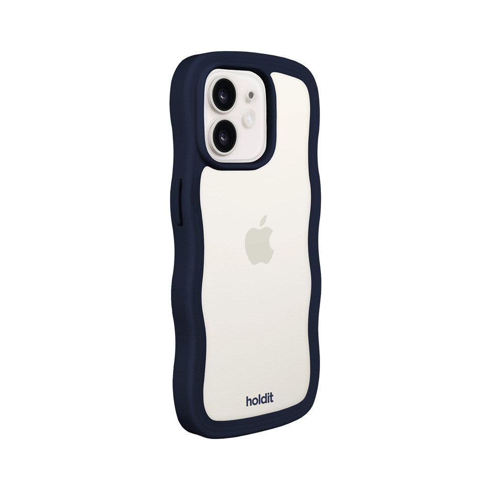 iPhone 12 / 12 Pro Holdit Wavy Cover - Midnight Blue / Transparent