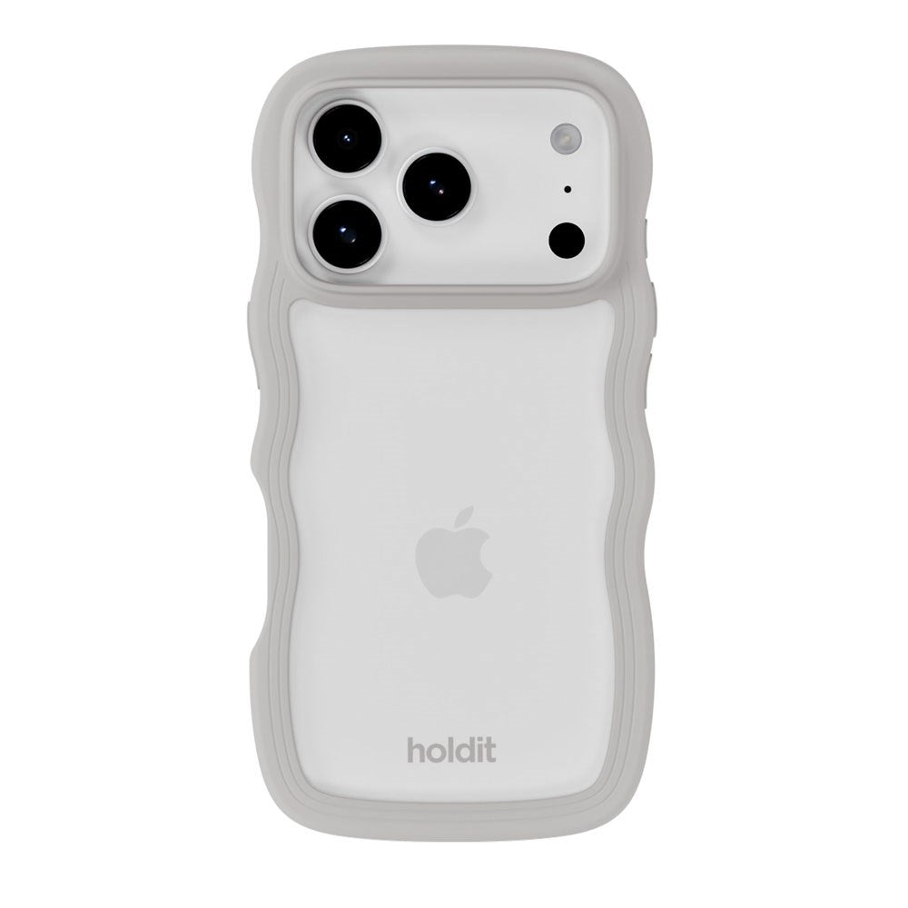 iPhone 18 Pro / 17 Pro Holdit Wavy Cover - Wool Grey / Transparent