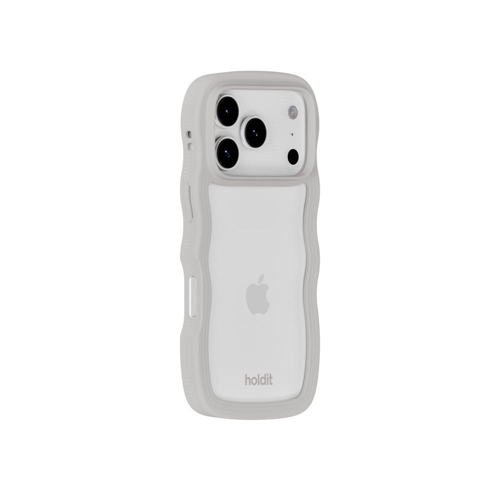 iPhone 18 Pro / 17 Pro Holdit Wavy Cover - Wool Grey / Transparent