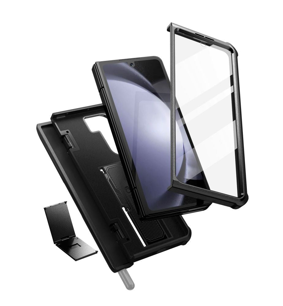 Samsung Galaxy Z Fold5 Tech-Protect Kevlar Pro Pen Håndværker Mobil Cover m. Skærmbeskyttelse & Kickstand - Sort