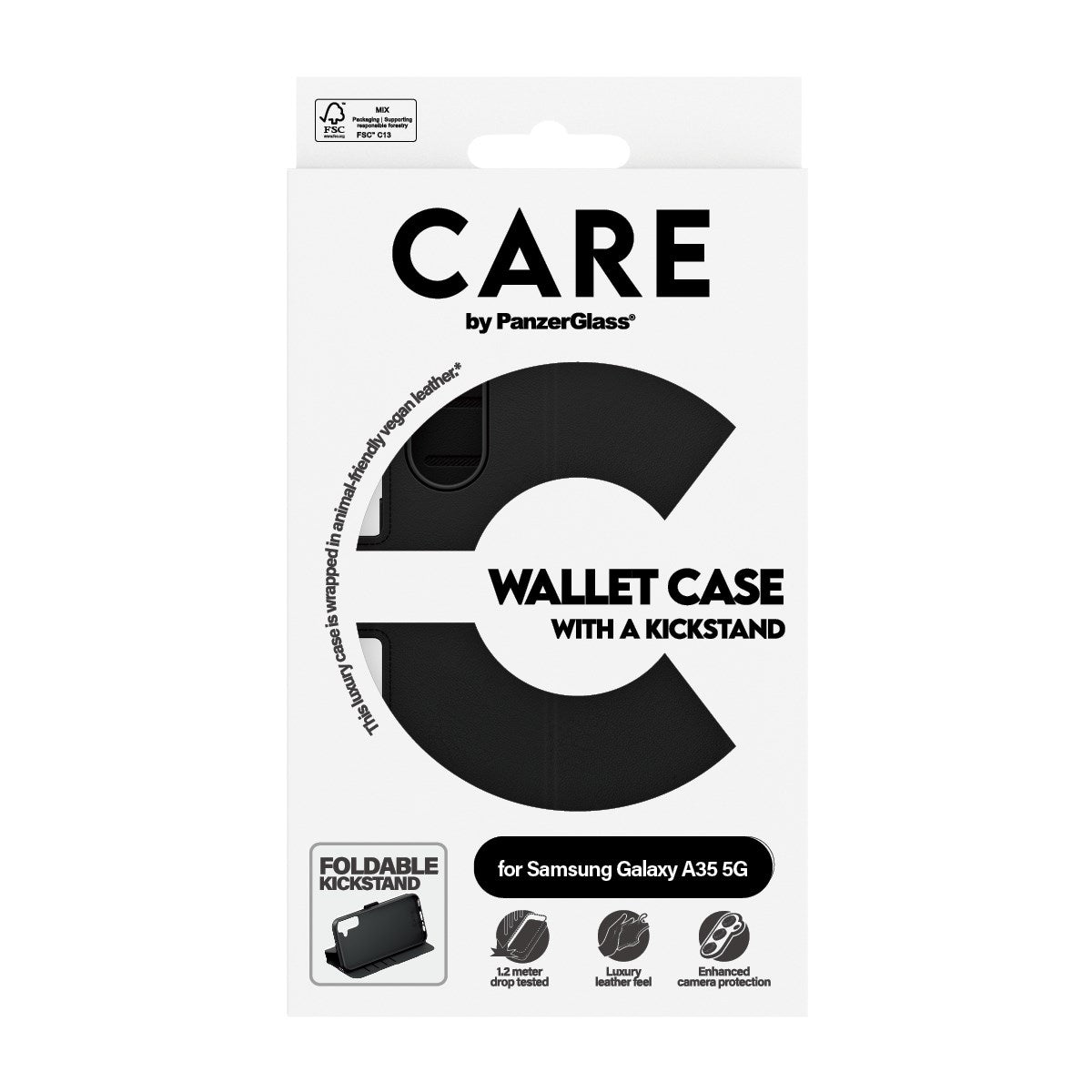 CARE by PanzerGlass Samsung Galaxy A35 (5G) Feature Wallet Case m. Ståfunktion og Kortholder - Sort