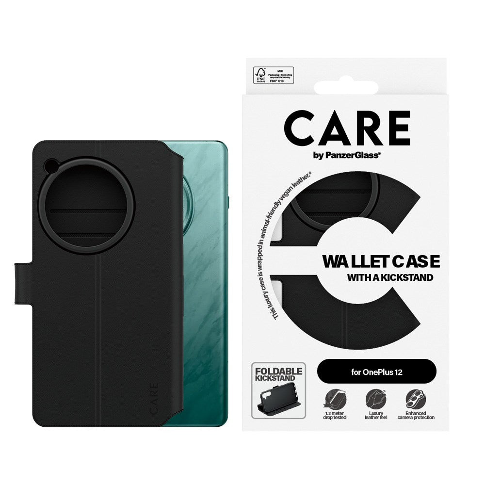 CARE by PanzerGlass OnePlus 12 Feature Wallet Case m. Ståfunktion og Kortholder - Sort