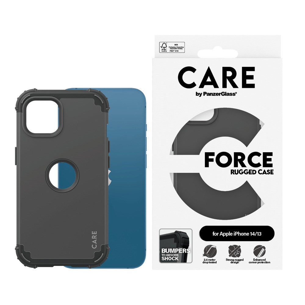 CARE by PanzerGlass iPhone 14 / 13 Fashionable FORCE Case - MagSafe Kompatibel - Sort