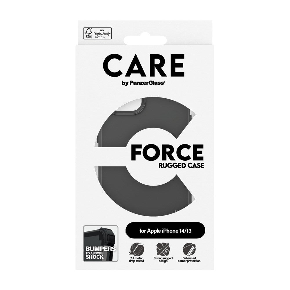 CARE by PanzerGlass iPhone 14 / 13 Fashionable FORCE Case - MagSafe Kompatibel - Sort