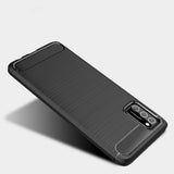 Samsung Galaxy A03s Tech-Protect Fleksibelt Plastik Carbon Bagside Cover - Sort