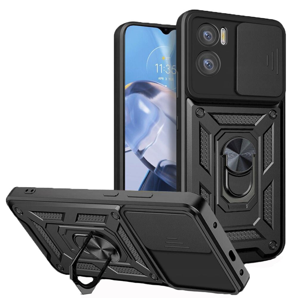 Tech-Protect Motorola Moto E22 / E22i Camshield Cover m. Magnetisk Ring & Ståfunktion - Sort